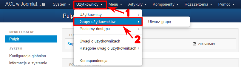 Grupy użytkowników w Joomla! 3.1.5